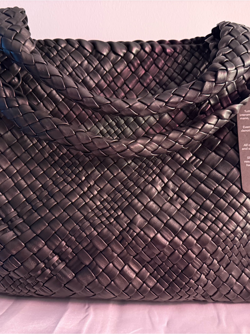 Brand New. Falor. Woven Leather Tote Bag - Black